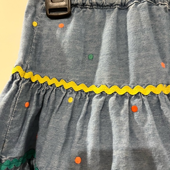 MINI BODEN PRE-LOVED TIER LAYER DENIM SWING SKIRT WITH ELASTIC WAISTBAND TIE - Picture 10 of 17